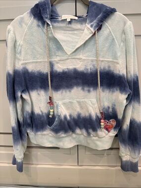 LoveShackFancy Blue & White Tie-Dye Hooded Sweatshirt
